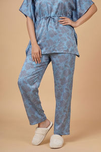 Zivame Satin Kaftan Loungewear Set - Glacier lake — thumbnail 4